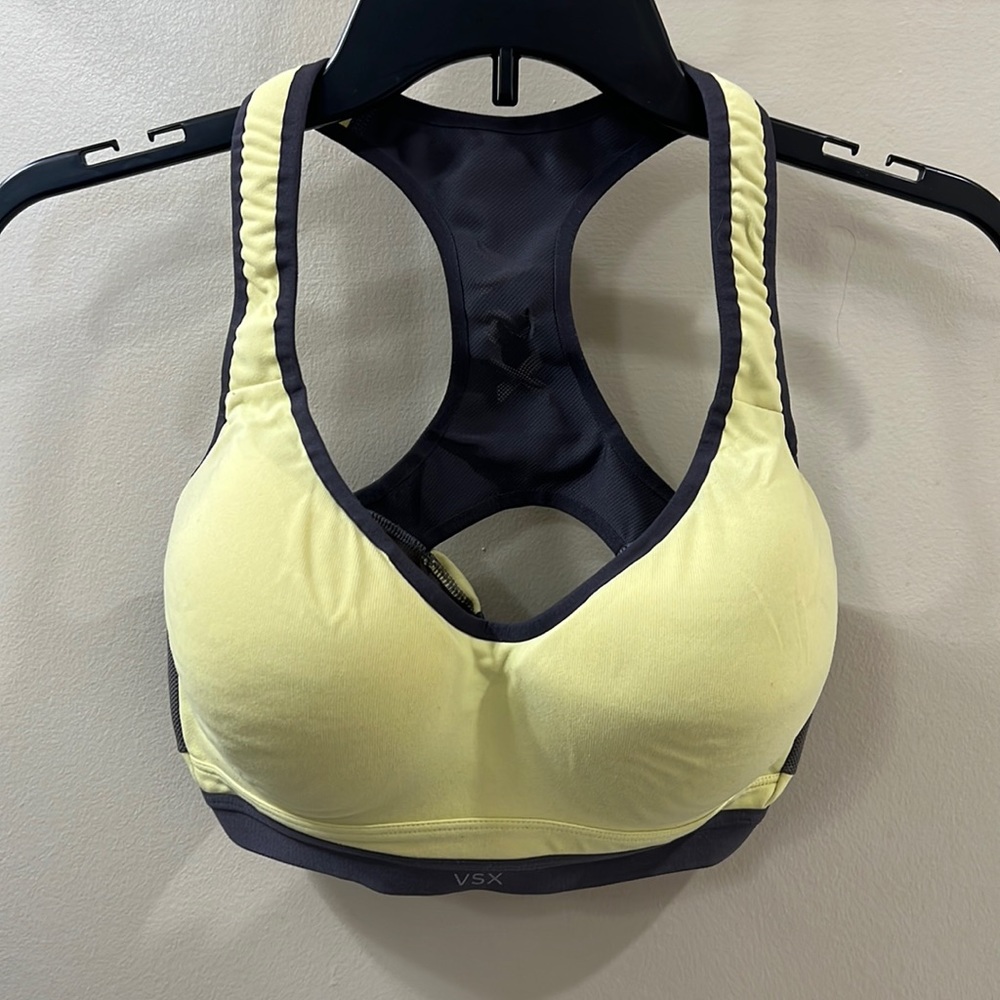 Victoria’s Secret VSX Yellow and Gray Sports Bra with Cups and Clasp